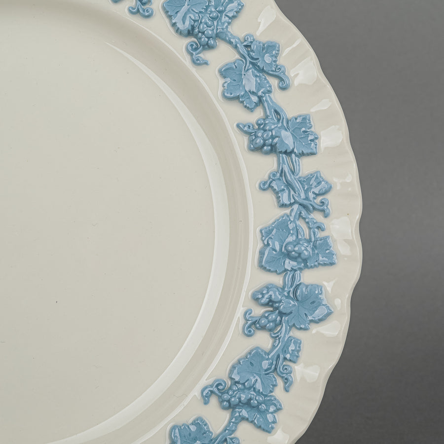 WEDGWOOD Blue On White Embossed Queens Ware Tea & Coffee Set 39 Pieces