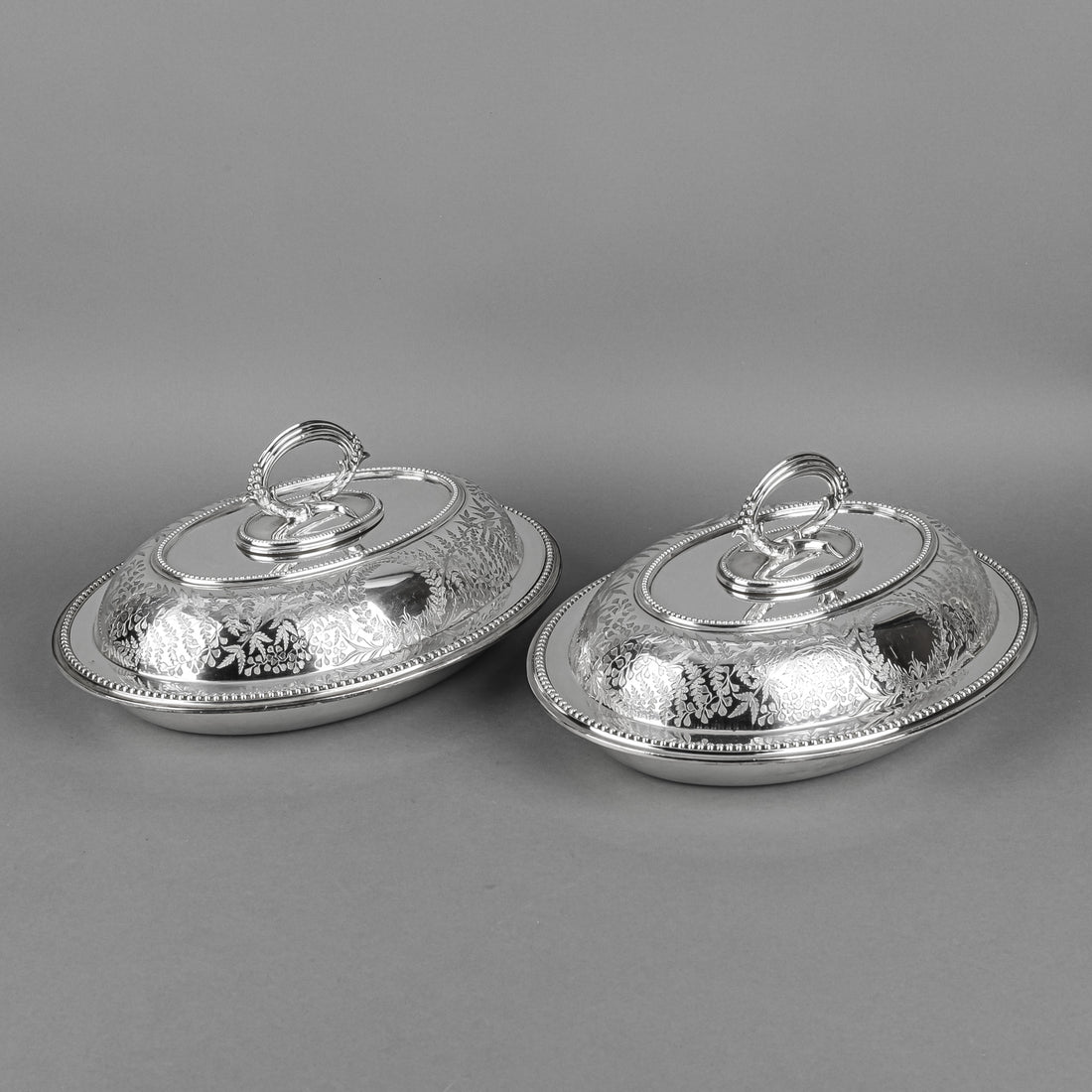 JAMES DIXON & SONS Silver Plate Entree Dishes Set Of 2
