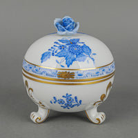 HEREND Chinese Bouquet  Footed Bonbon Box With Rose Knob 6185