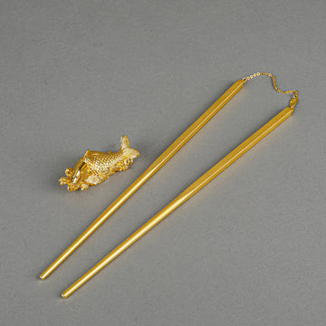 RISIS 24K Gold Plated Chopsticks & Carp Rest