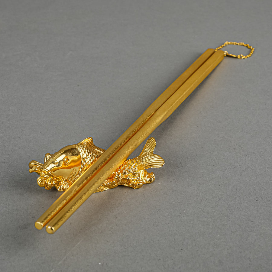 RISIS 24K Gold Plated Chopsticks & Carp Rest