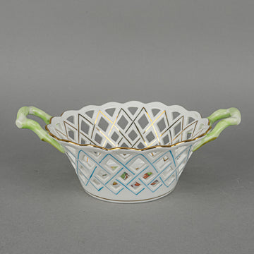 HEREND Queen Victoria Pierced Basket With Handles