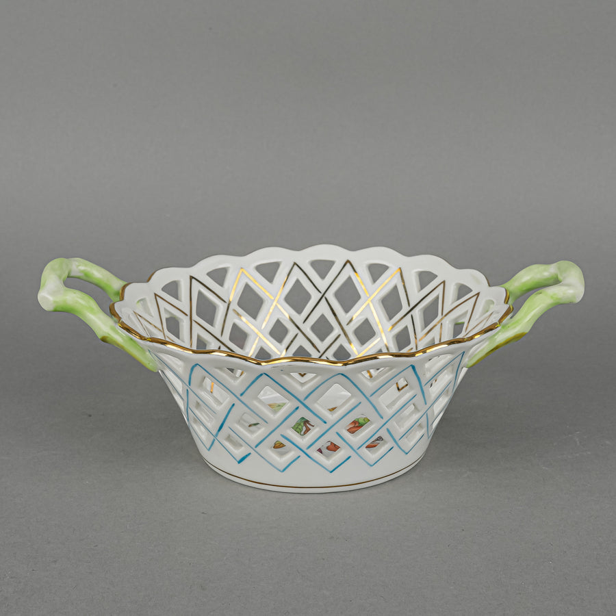 HEREND Queen Victoria Pierced Basket With Handles