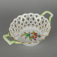 HEREND Queen Victoria Pierced Basket With Handles