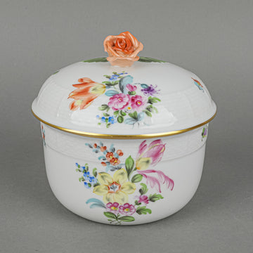 HEREND Covered Sugar Bowl With Rose Knob 661