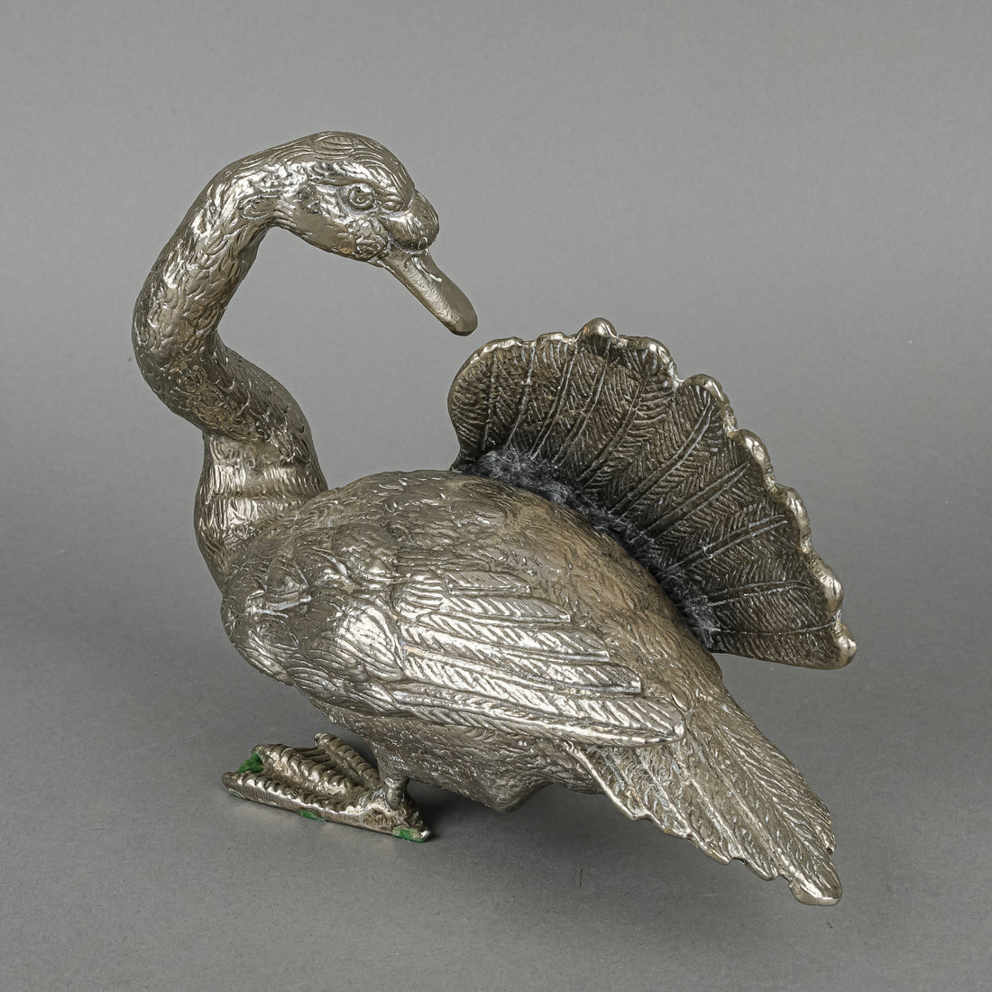 Silver Plate Cast Metal Swan Fig Set/2