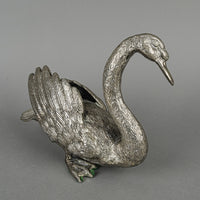 Silver Plate Cast Metal Swan Fig Set/2