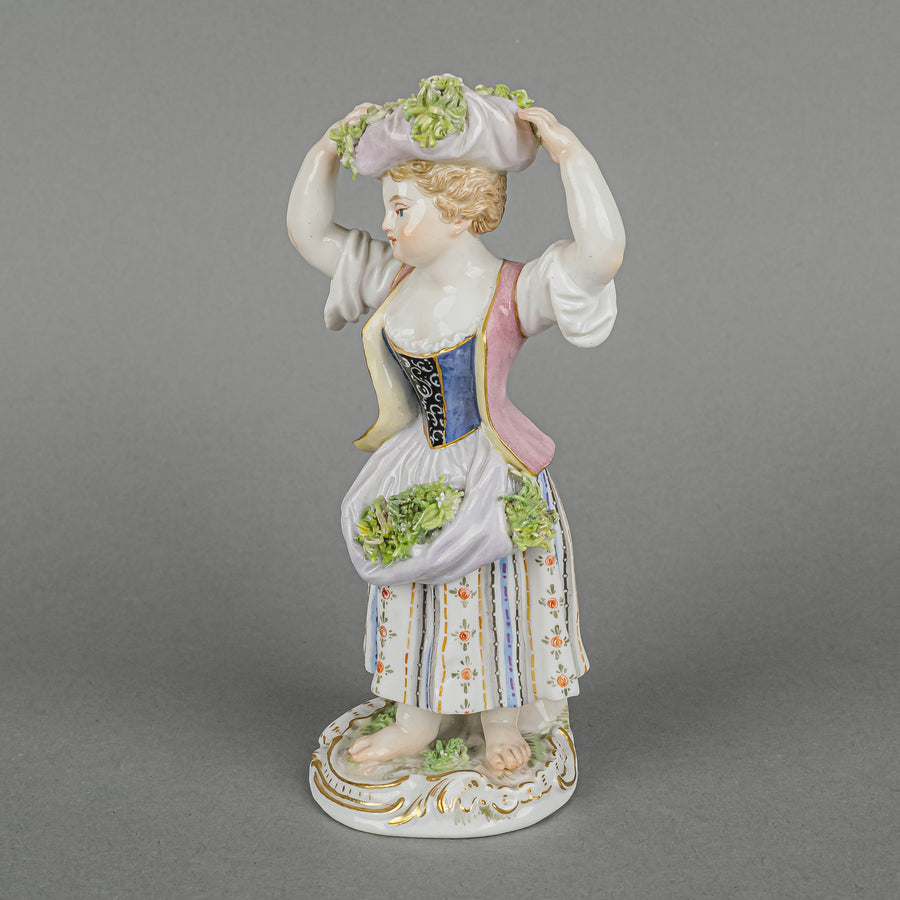 MEISSEN Figurine Barefoot Farm Girl At Harvest