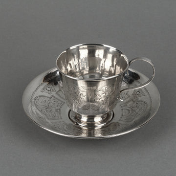 Russian 875 Silver Cup & Saucer