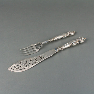 HENRY ATKIN Sterling Silver Fish Server Set
