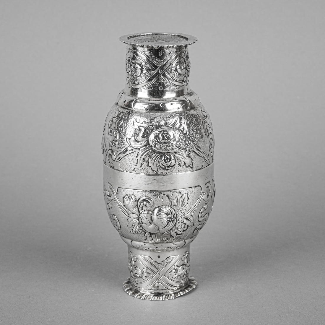 German 800 Silver Repousse Double Wedding Cups Set of 2