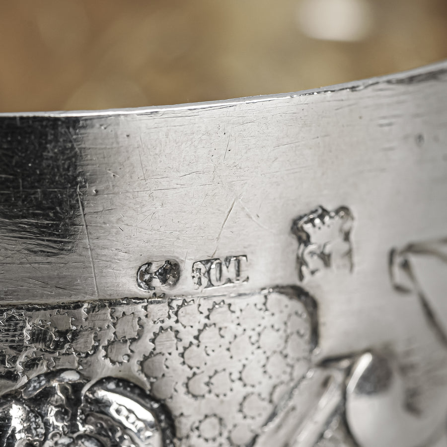 German 800 Silver Repousse Double Wedding Cups Set of 2