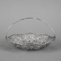 German 800 Silver Pierced Repousse Basket w/Handle