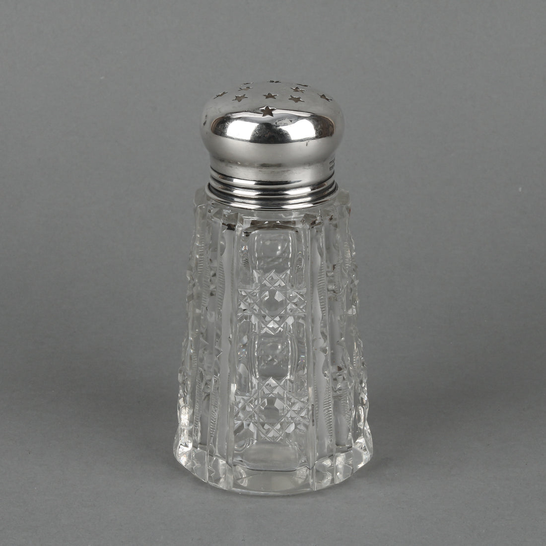 RODEN BROS. Sterling Silver Top Cut Crystal Sugar Caster