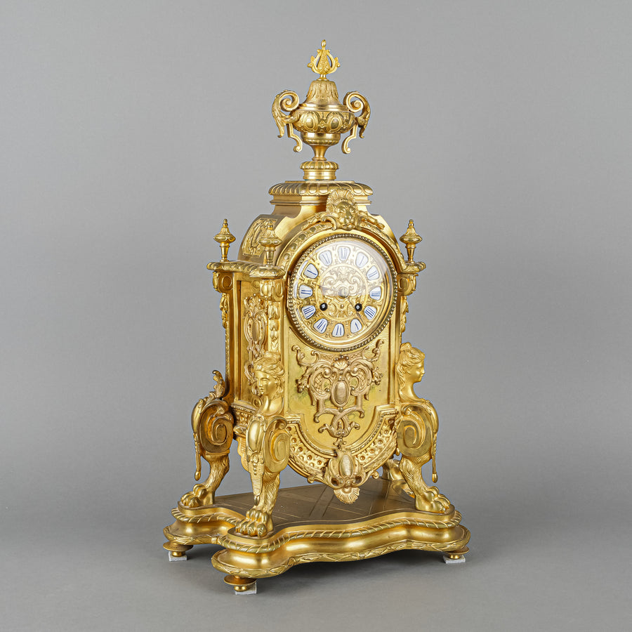 JAPY FRERES PARIS Ormolu & Bronze Mantel Clock