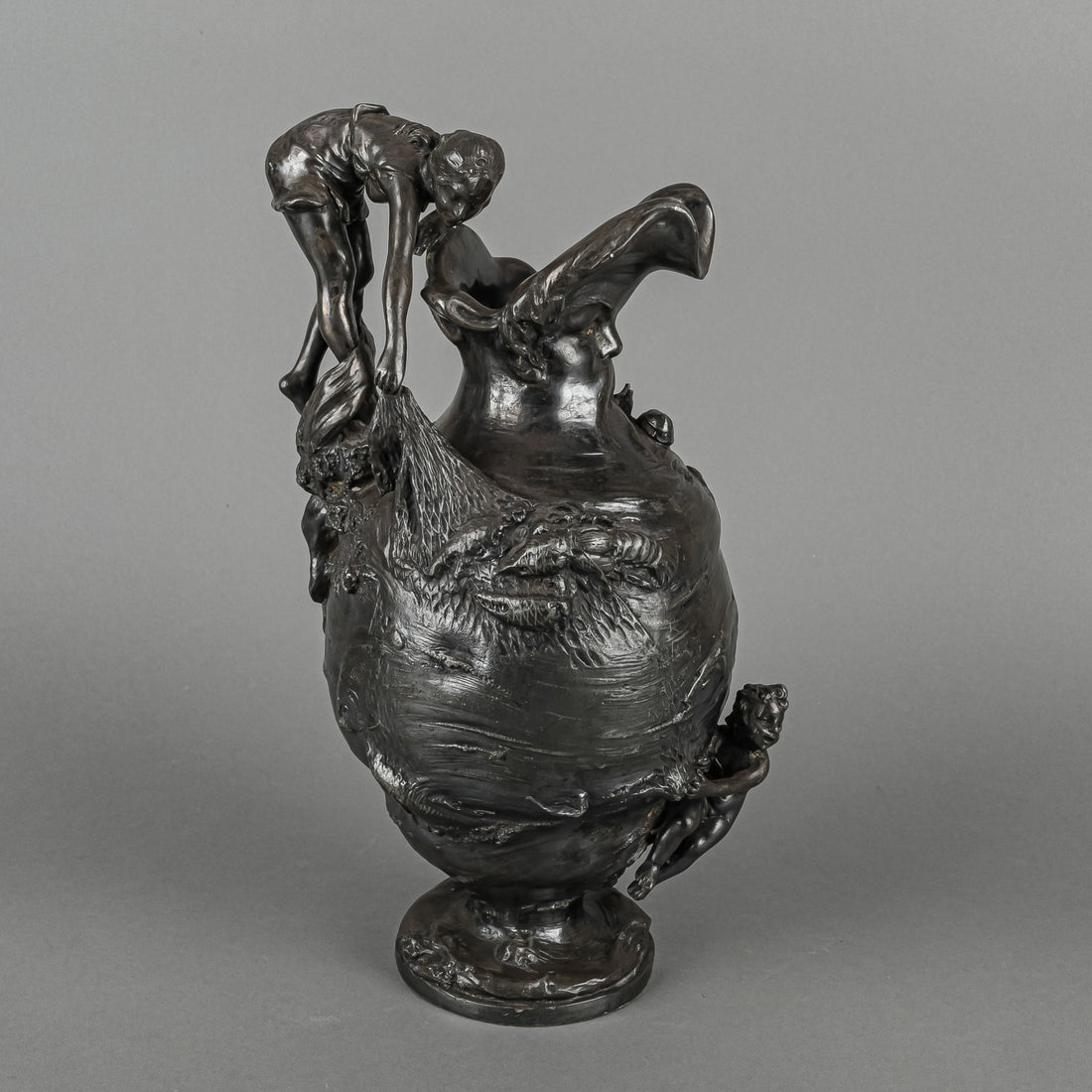 Antique Art Nouveau Pewter Ewer-Neptune Attr. To Kayserzinn