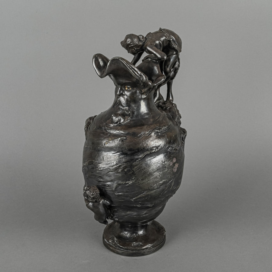 Antique Art Nouveau Pewter Ewer-Neptune Attr. To Kayserzinn