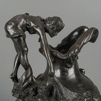 Antique Art Nouveau Pewter Ewer-Neptune Attr. To Kayserzinn