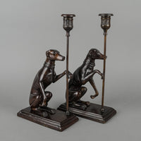 MAITLAND SMITH Bronze Greyhound BookendsW/Candleholder Set/2