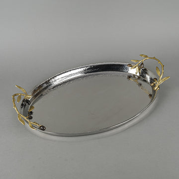 MICHAEL ARAM Olive Branch Stainless Steel Oval Tray