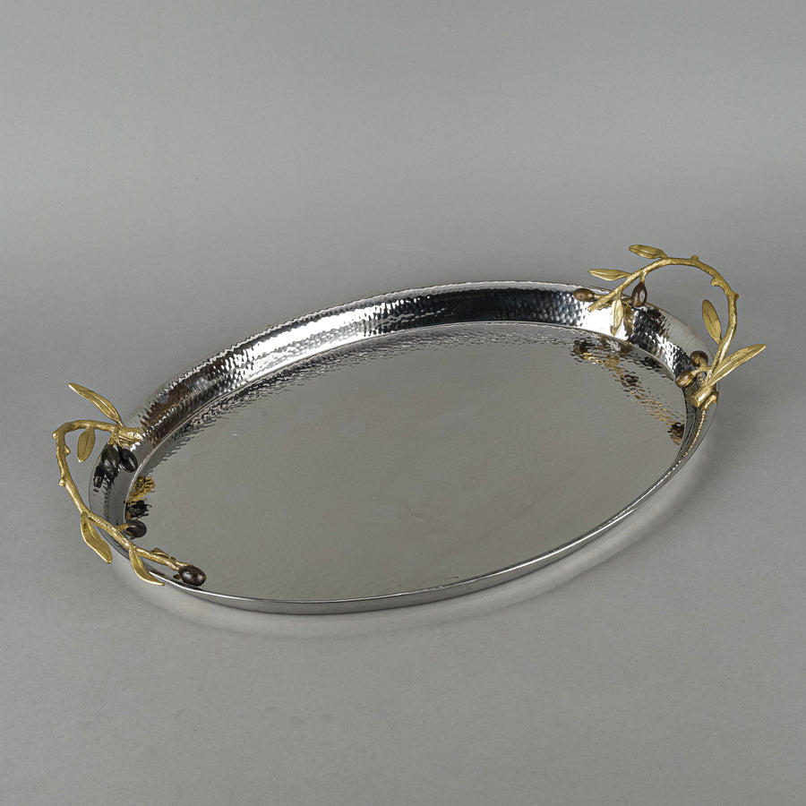 MICHAEL ARAM Olive Branch Stainless Steel Oval Tray