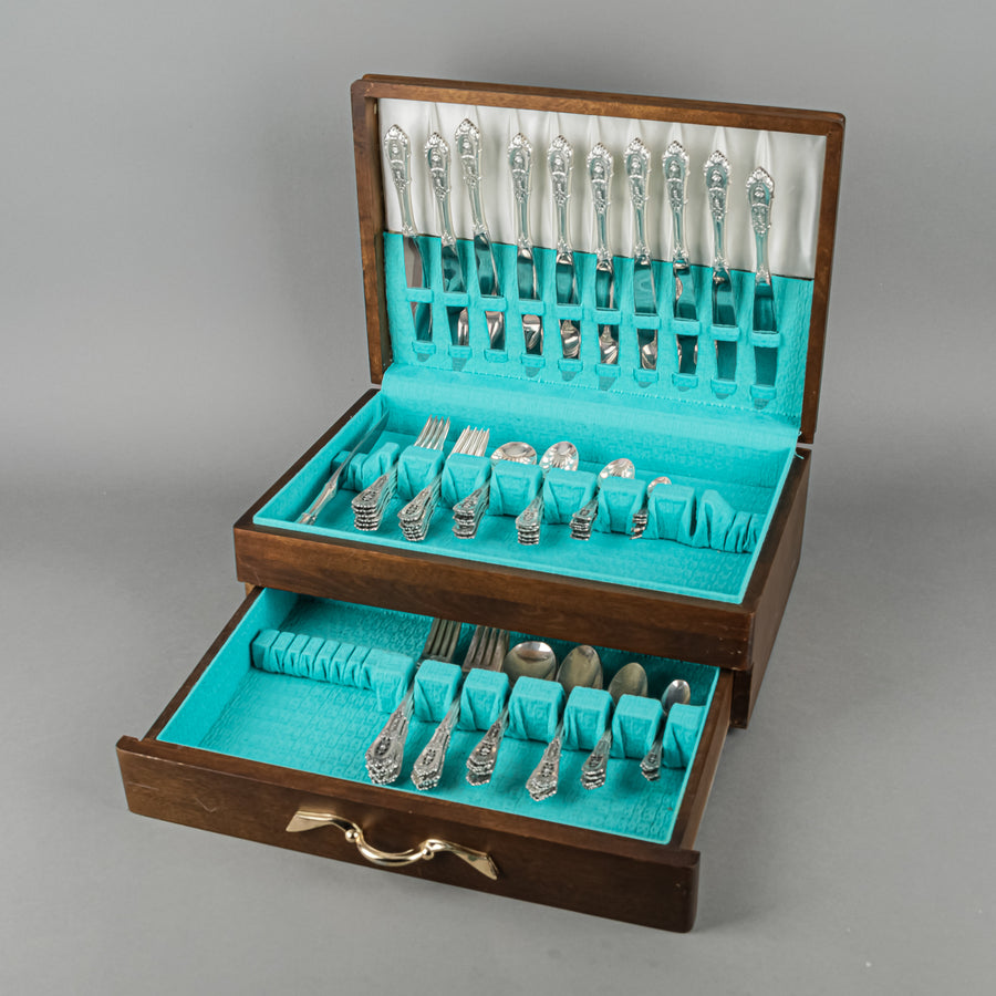 WALLACE Rose Point Sterling Luncheon Flatware 12 Place Settings With Extras
