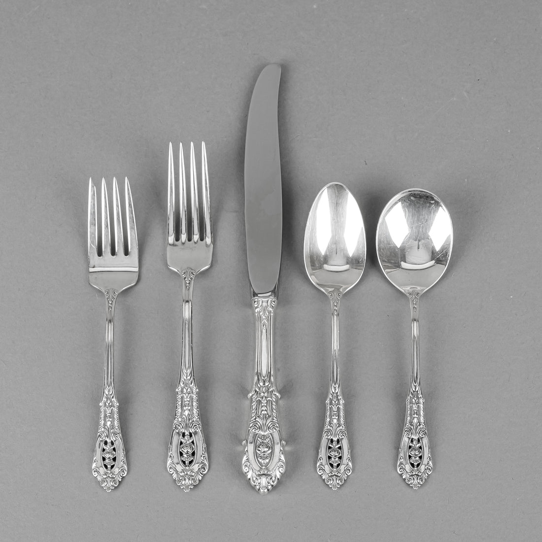 WALLACE Rose Point Sterling Luncheon Flatware 12 Place Settings With Extras