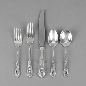 WALLACE Rose Point Sterling Luncheon Flatware 12 Place Settings With Extras