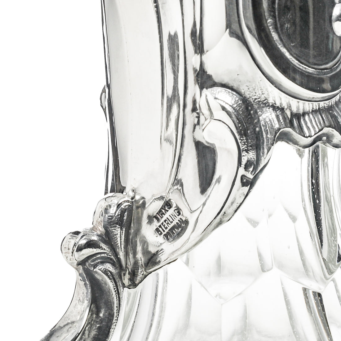 BIRKS Sterling Mount Cut Crystal Claret Jug