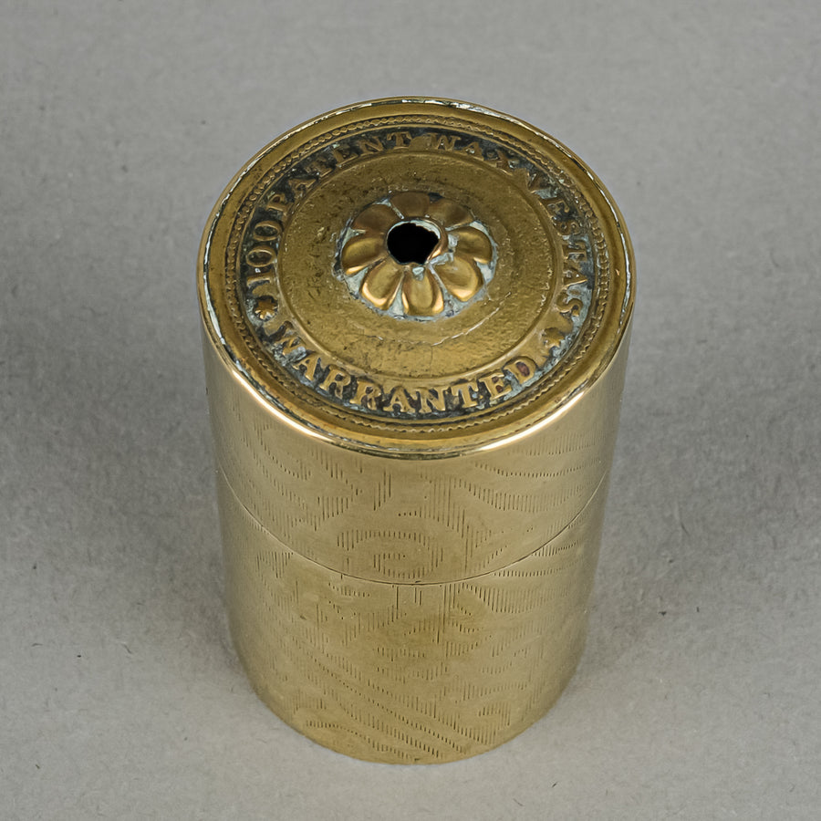 Vintage Brass Cylinder Vesta Case