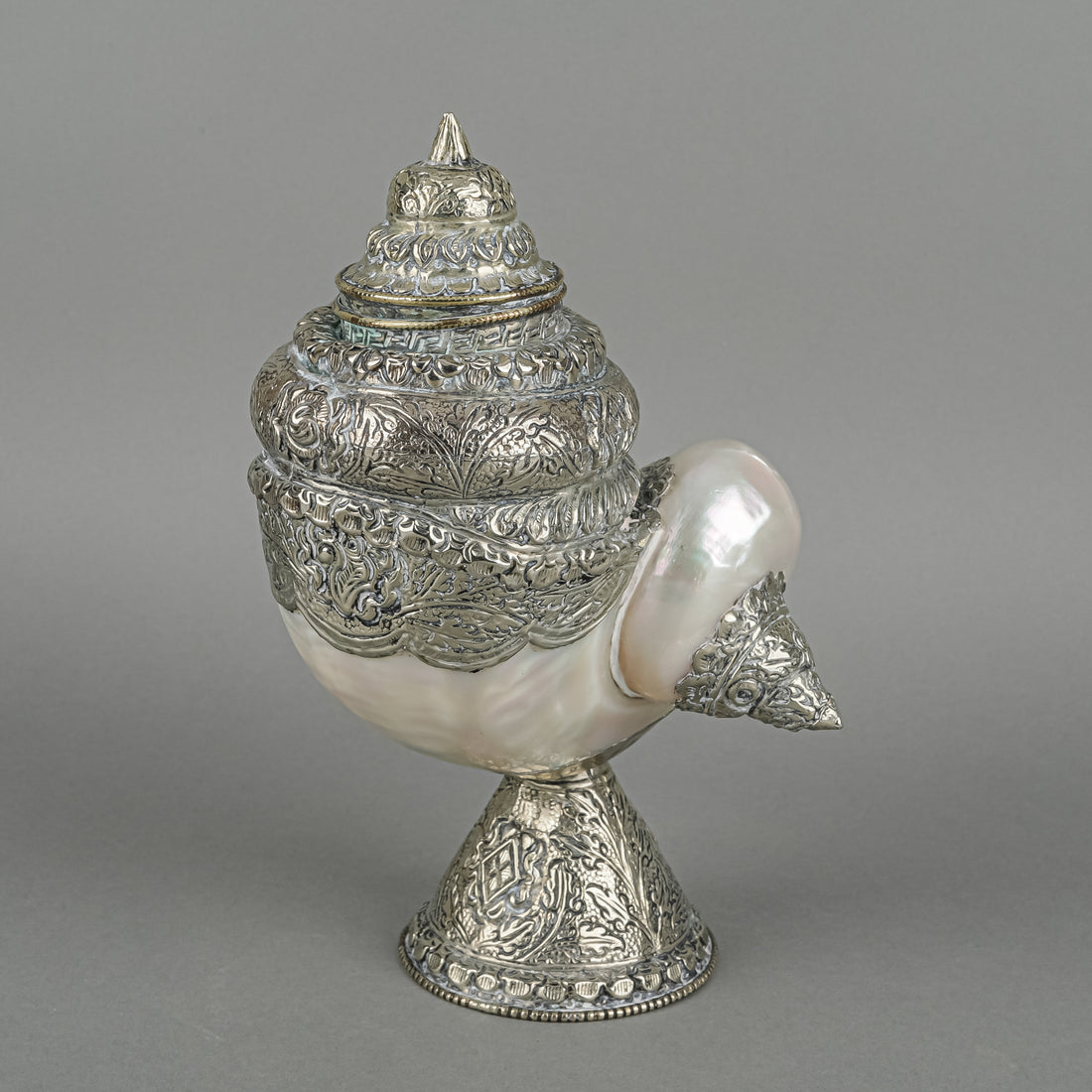 Indian Silver Mounted Polished Nautilus Shell Cup