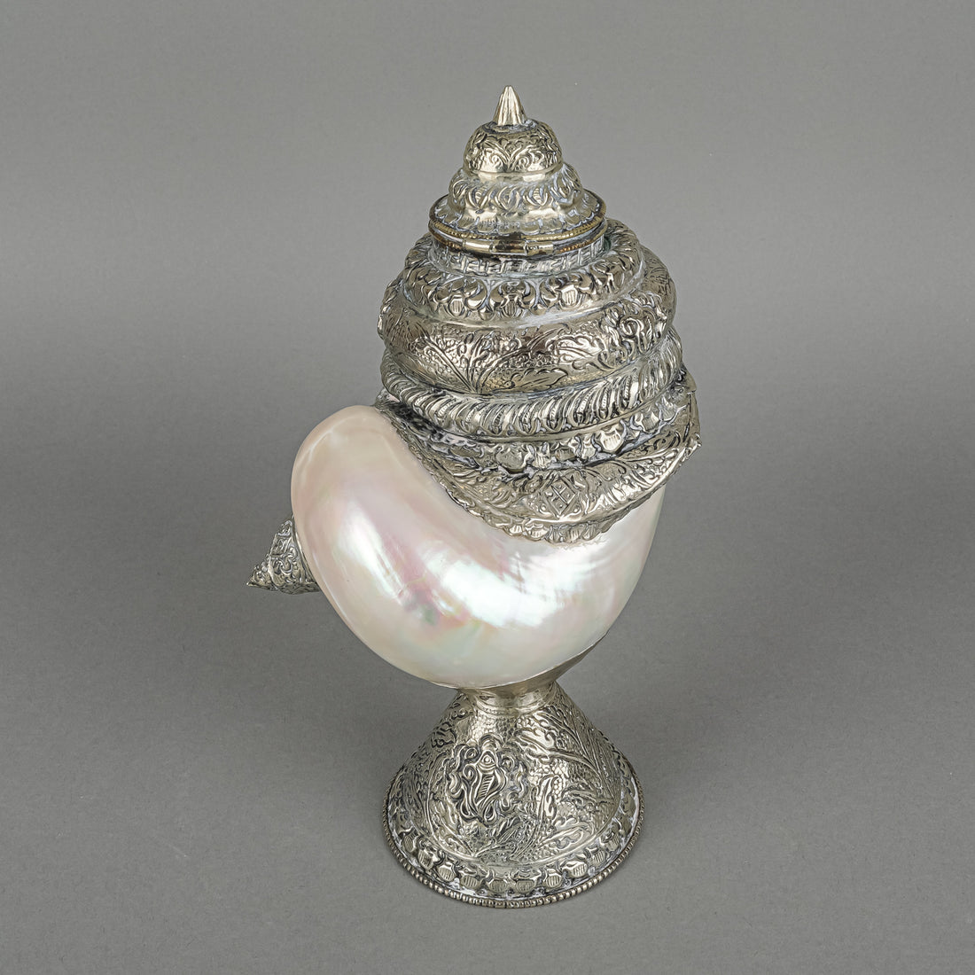 Indian Silver Mounted Polished Nautilus Shell Cup