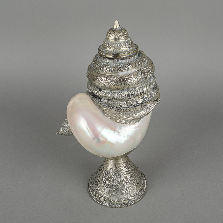 Indian Silver Mounted Polished Nautilus Shell Cup