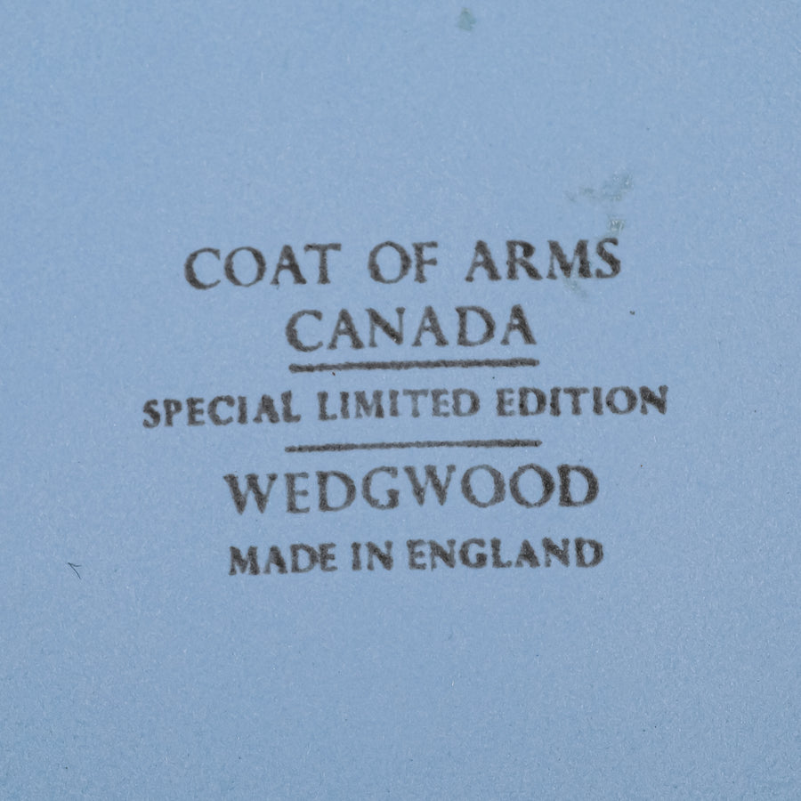 WEDGWOOD White On Blue Jasperware Covered Box  Canada Coat/Arms