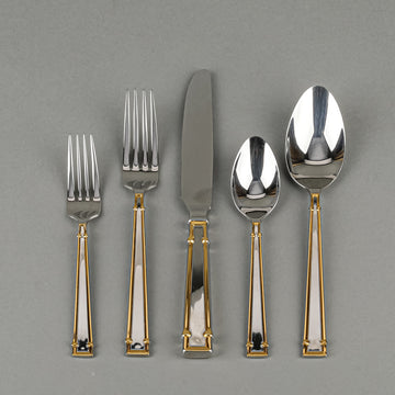 YAMAZAKI Cartouche Gold Stainless Steel Flatware 8 Place Settings Plus Extras