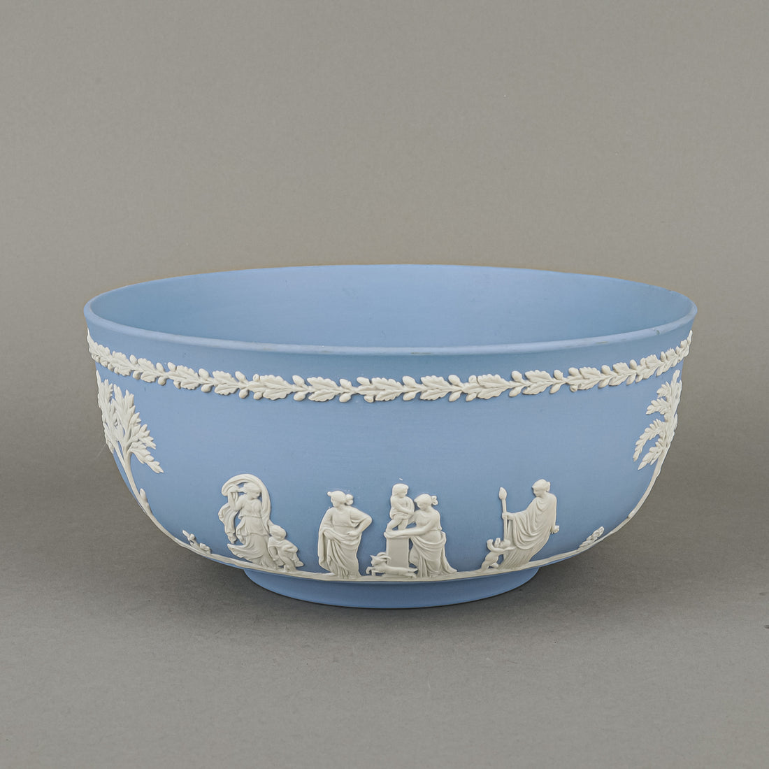WEDGWOOD White On Blue Jasperware Footed Bowl