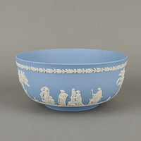 WEDGWOOD White On Blue Jasperware Footed Bowl