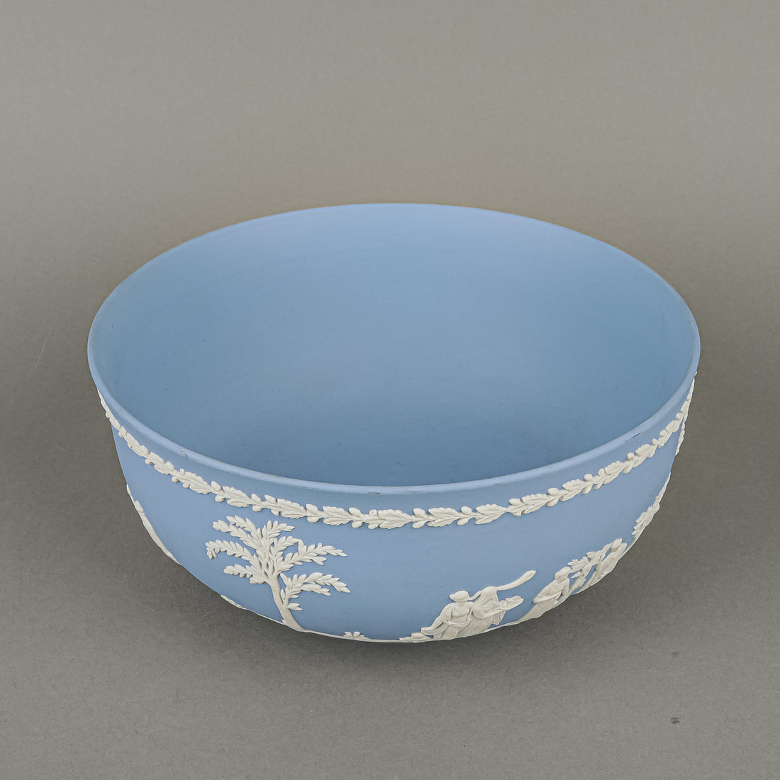 WEDGWOOD White On Blue Jasperware Footed Bowl