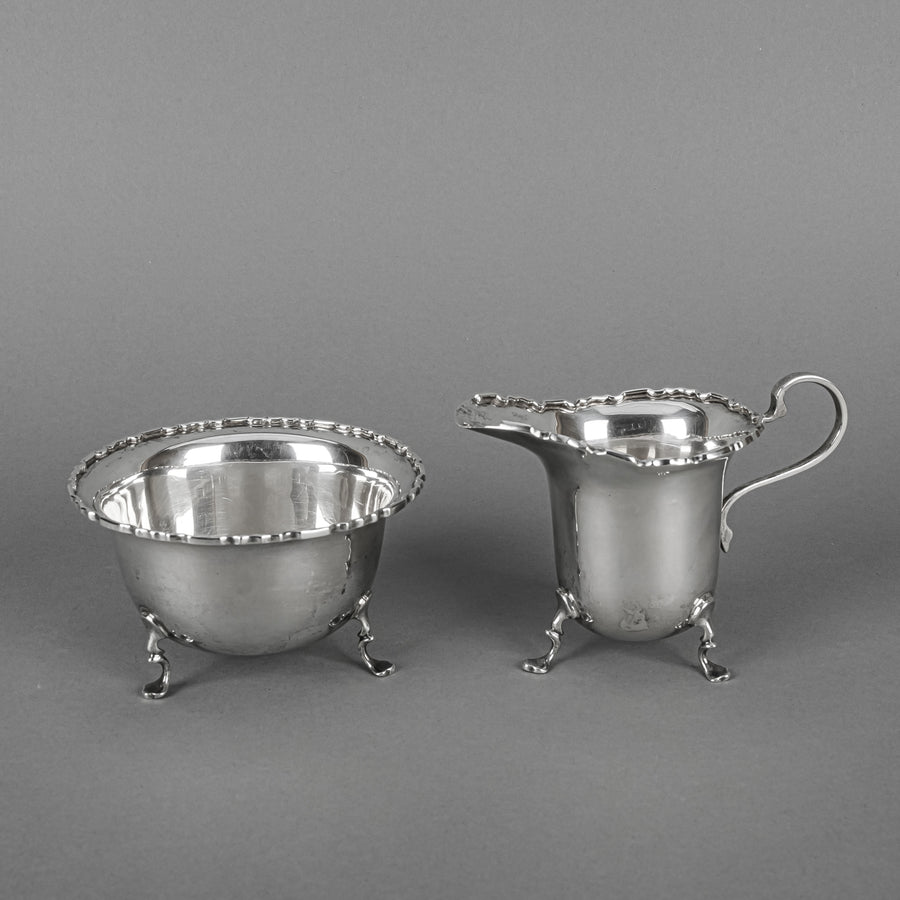 JAMES WOODS & SONS Sterling Footed Cream & Open Sugar