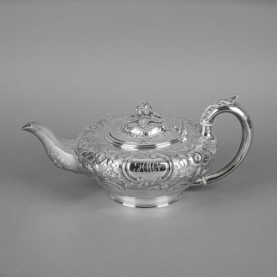 J WRANGHAM & Wm MOULSON London c.1836 Sterling Teapot