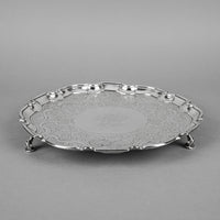 EDWARD POCOCK c.1733 Georgian Sterling Tray w/3 Legs