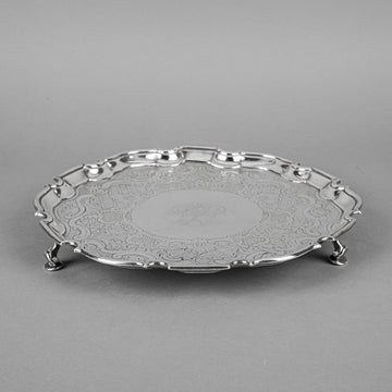 EDWARD POCOCK c.1733 Georgian Sterling Tray w/3 Legs