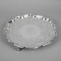 EDWARD POCOCK c.1733 Georgian Sterling Tray w/3 Legs