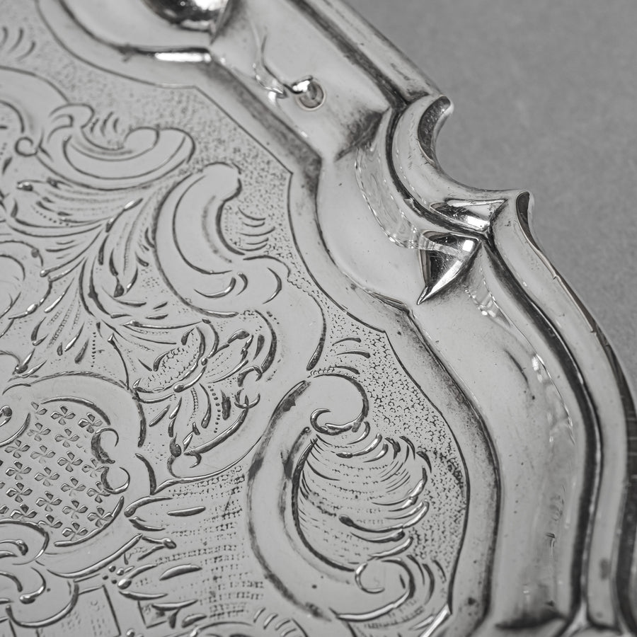 EDWARD POCOCK c.1733 Georgian Sterling Tray w/3 Legs
