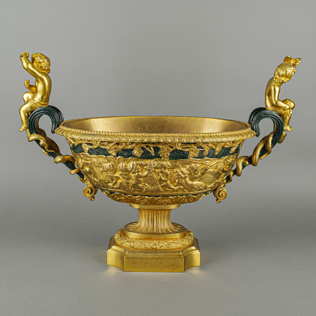 Renaissance Revival Painted & Gilt Bronze Jardiniere