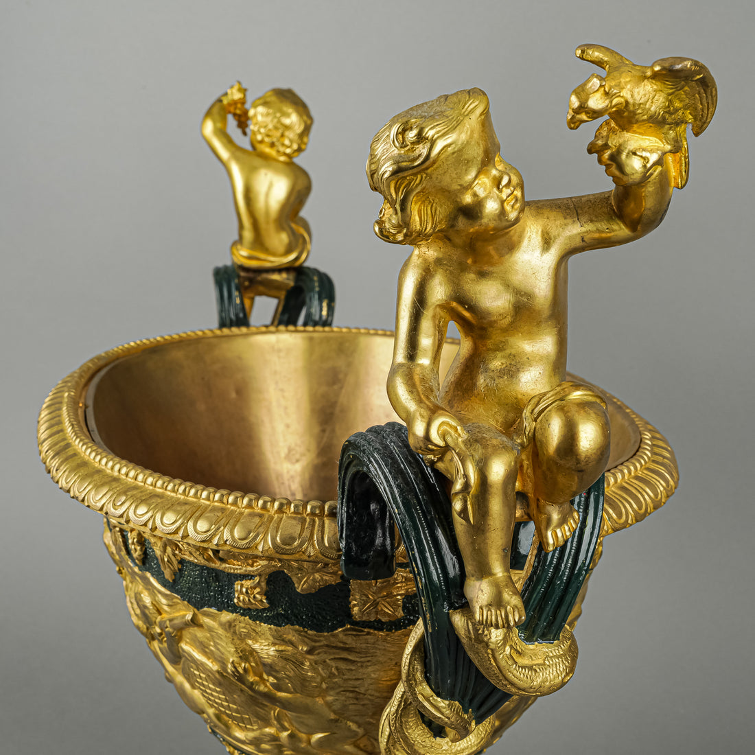 Renaissance Revival Painted & Gilt Bronze Jardiniere