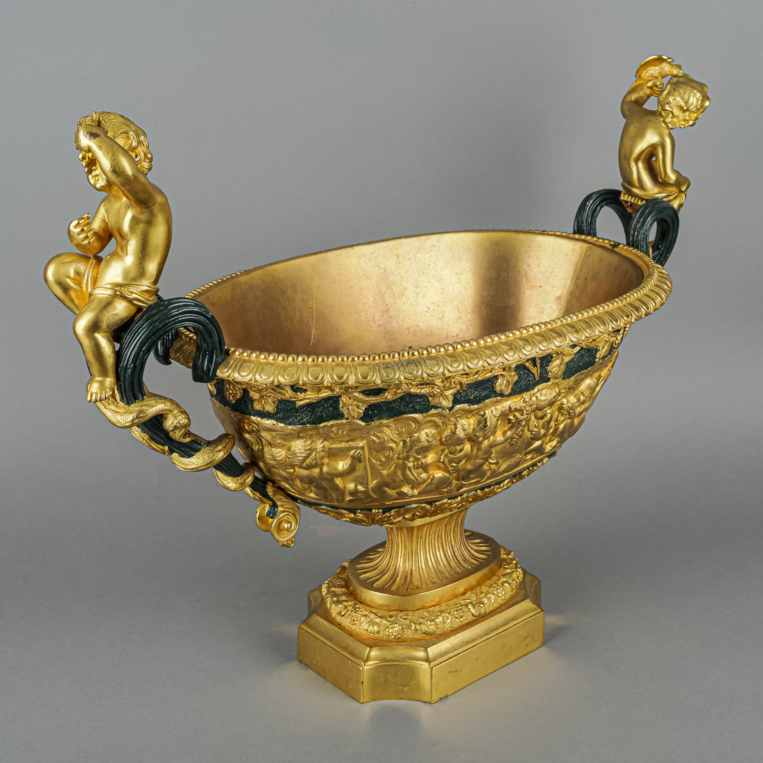 Renaissance Revival Painted & Gilt Bronze Jardiniere