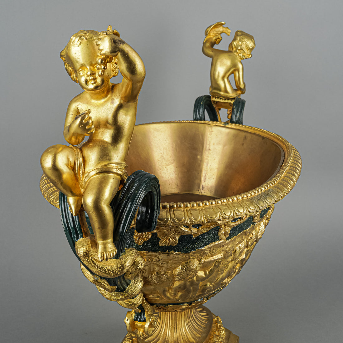 Renaissance Revival Painted & Gilt Bronze Jardiniere