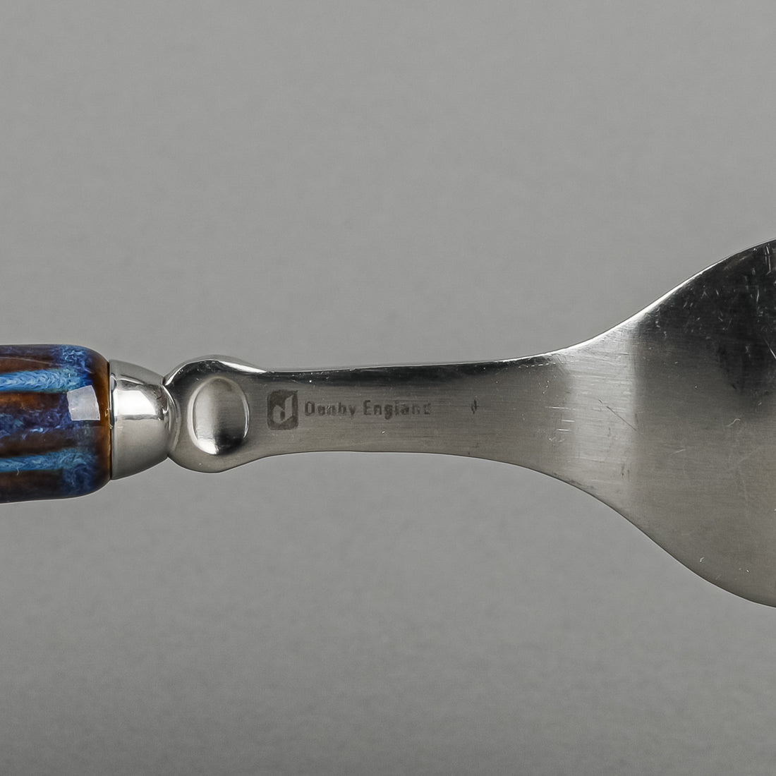 DENBY Regency Blue Ceramic Handle Stainless Steel Flatware 36 Pieces