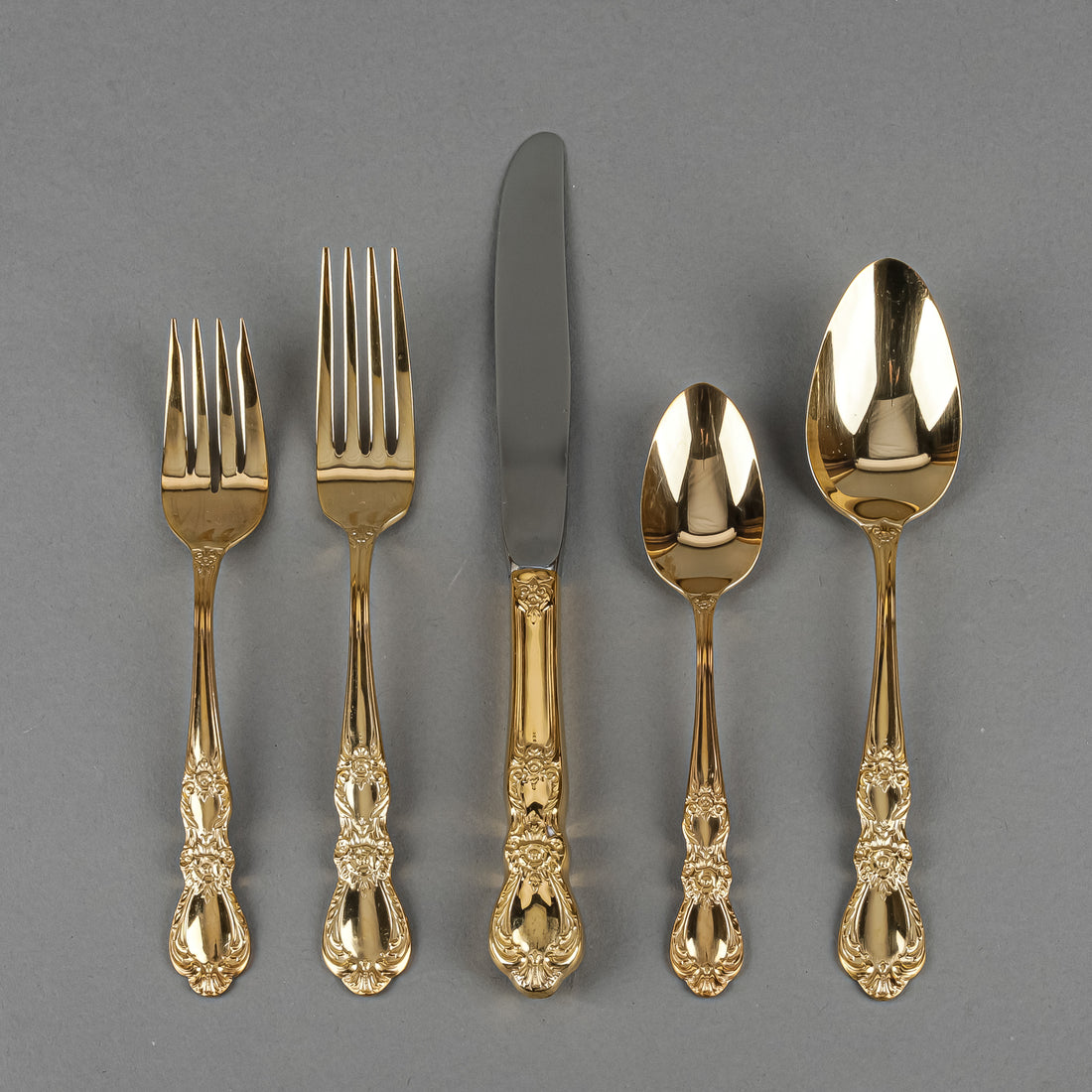 1847 ROGERS Golden Heritage Gold Plated Flatware 10 Place Settings